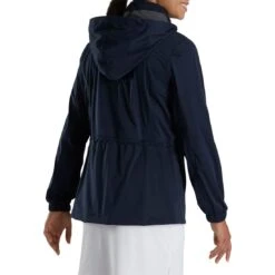 FootJoy Women's HydroKnit Rain Jacket 8 FootJoy Women's HydroKnit Rain Jacket -EliteGolf Store footjoy womens hydroknit rain jacket navy back itempicture