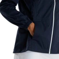 FootJoy Women's HydroKnit Rain Jacket 9 FootJoy Women's HydroKnit Rain Jacket -EliteGolf Store footjoy womens hydroknit rain jacket navy detail itempicture