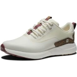 FootJoy Women's Performa Golf Shoes Cream/Leopard Print -EliteGolf Store footjoy womens performa golf shoes cream leopard print 99205 toe itempicture