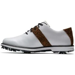 FootJoy Women's Premiere Series Golf Shoes White/Leopard -EliteGolf Store footjoy womens premiere series golf shoes white leopard 99041 side itempicture