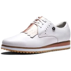 FootJoy Women's Sport Retro Golf Shoes White/Pink -EliteGolf Store footjoy womens sport retro golf shoes white pink toe itempicture