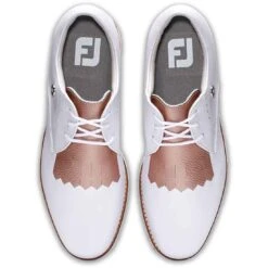 FootJoy Women's Sport Retro Golf Shoes White/Pink -EliteGolf Store footjoy womens sport retro golf shoes white pink top itempicture