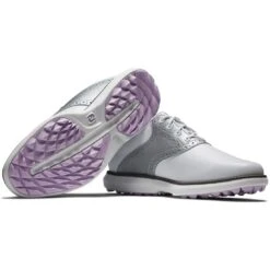 FootJoy Women's Traditions SL Golf Shoes White/Silver -EliteGolf Store footjoy womens traditions sl golf shoes white silver 97897 combo itempicture