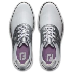 FootJoy Women's Traditions SL Golf Shoes White/Silver -EliteGolf Store footjoy womens traditions sl golf shoes white silver 97897 top itempicture
