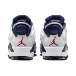 Nike Jordan Retro 6 G Golf Shoes White/Midnight Navy/Varsity Red -EliteGolf Store nike air jordan retro 6 g golf shoes white midnight navy varsity red heel itempicture