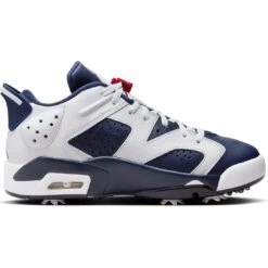 Nike Jordan Retro 6 G Golf Shoes White/Midnight Navy/Varsity Red -EliteGolf Store nike air jordan retro 6 g golf shoes white midnight navy varsity red spine itempicture