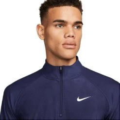 Nike Dri-FIT ADV Tour Pullover -EliteGolf Store nike dri fit adv tour pullover midnight navy white detail itempicture
