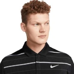 Nike Dri-FIT Tiger Woods Striped Polo 22 Nike Dri-FIT Tiger Woods Striped Polo -EliteGolf Store nike dri fit tw striped polo black anthracite detail itempicture