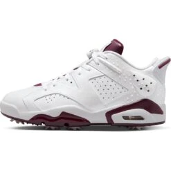 Nike Jordan Retro 6 G Golf Shoes White/Bordeaux -EliteGolf Store nike jordan retro 6 g golf shoes white bordeaux profile itempicture