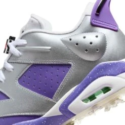 Nike Jordan Retro 6 G Golf Shoes Metallic Silver/Oxygen Purple -EliteGolf Store nike jordan retro 6 g nrg golf shoes metallic silver oxygen purple detil2 itempicture