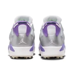 Nike Jordan Retro 6 G Golf Shoes Metallic Silver/Oxygen Purple -EliteGolf Store nike jordan retro 6 g nrg golf shoes metallic silver oxygen purple heel itempicture