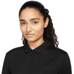 Nike Women's Dri-FIT Victory Long Sleeve Polo -EliteGolf Store nike womens dri fit victory long sleeve polo black detail2 itempicture