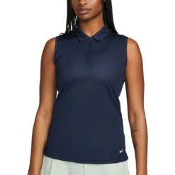 Nike Women's Dri-FIT Victory Sleeveless Polo -EliteGolf Store nike womens dri fit victory sleeveless polo obsidian front itempicture