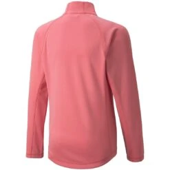 Puma Girls Quarter Zip Pullover -EliteGolf Store puma 2021 girls quarter zip pullover parfait pink back itempicture