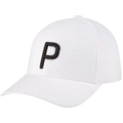 Puma 2022 Women's P Snapback Hat -EliteGolf Store puma 2022 womens p snapback hat white itempicture