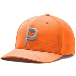 Puma 2022 Youth P Snapback Hat -EliteGolf Store puma 2022 youth p snapback hat vibrant orange itempicture