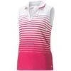 Puma Women's MATTR Stripe Sleeveless Polo -EliteGolf Store puma 2023 womens mattr stripe sleeveless polo orchid shadow itempicture