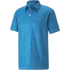 Puma Cloudspun Primary Polo -EliteGolf Store puma cloudspun primary polo lake blue front itempicture