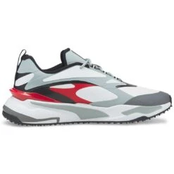 Puma GS-Fast Golf Shoes White/High Rise/High Risk Red -EliteGolf Store puma gs fast golf shoes white high rise high risk red 376357 04 profile2 itempicture