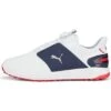 Puma Ignite Elevate Disc Golf Shoes White/Silver/Navy -EliteGolf Store puma ignite elevate disc golf shoes white silver navy 376080 04 profile itempicture