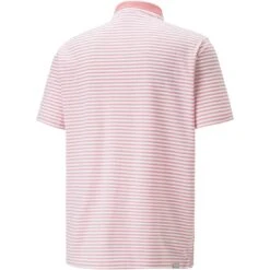 Puma MATTR Feeder Stripe Polo -EliteGolf Store puma mattr feeder stripe polo flamingo pink back itempicture