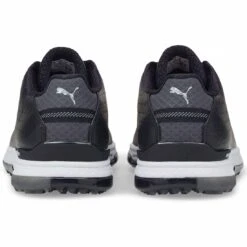 Puma Proadapt Alphacat Leather Golf Shoes Black/Silver -EliteGolf Store puma proadapt alphacat leather golf shoes black silver 376044 02 heel itempicture