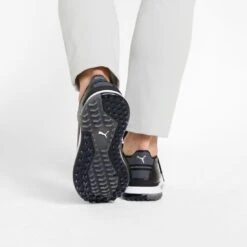 Puma Proadapt Alphacat Leather Golf Shoes Black/Silver -EliteGolf Store puma proadapt alphacat leather golf shoes black silver 376044 02 mod2 itempicture