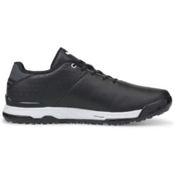 Puma Proadapt Alphacat Leather Golf Shoes Black/Silver -EliteGolf Store puma proadapt alphacat leather golf shoes black silver 376044 02 profile2 itempicture