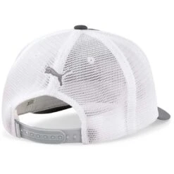 Puma Sundown Trucker P Snapback Hat -EliteGolf Store puma sundown trucker p snapback hat white back itempicture