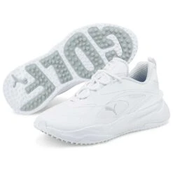 Puma Women's GS-Fast Golf Shoes White/White -EliteGolf Store puma womens gs fast golf shoes white white pair itempicture