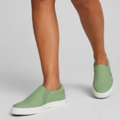 Puma Women's Tustin Fusion Slip-On Golf Shoes Dusty Green/White -EliteGolf Store puma womens laguna tustin slipon sunset pink white 376783 04 mod1 itempicture