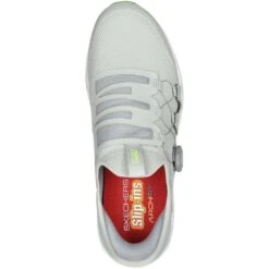 Skechers GO GOLF Elite 5 Slip 'In Golf Shoes Grey/Lime -EliteGolf Store skechers go golf elite 5 slip in shoes grey lime 214066 glm top itempicture