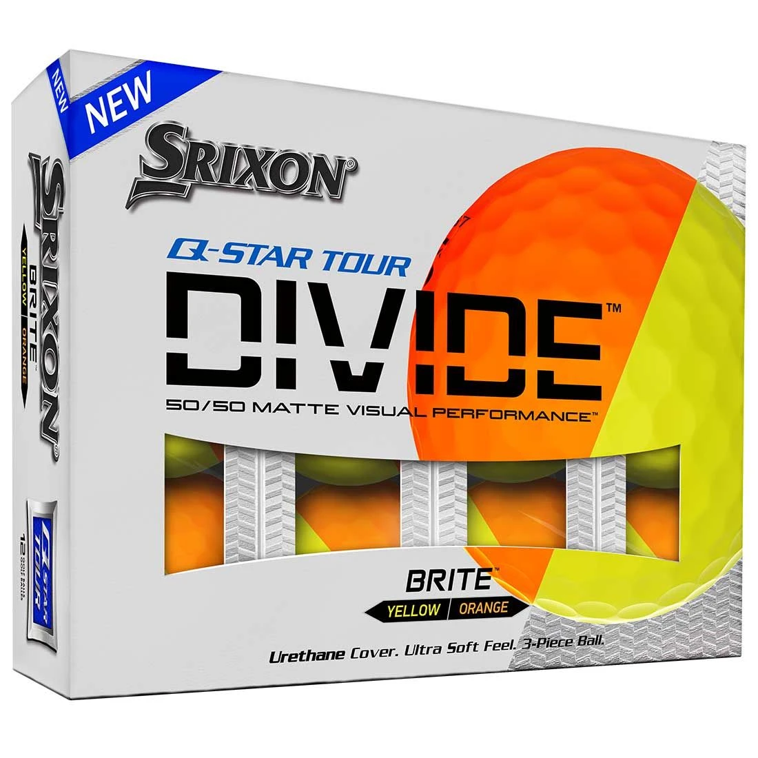 Srixon Q-Star Tour Divide Orange Golf Balls 3 Srixon Q-Star Tour Divide Orange Golf Balls