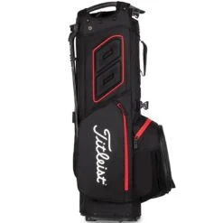 Titleist Hybrid 5 Stand Bag -EliteGolf Store titleist 2023 hybrid 5 stand bag black black red back itempicture