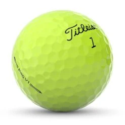 Titleist Pro V1 Yellow Personalized Golf Balls -EliteGolf Store titleist 2023 pro v1 yellow golf balls ball angle itempicture 1