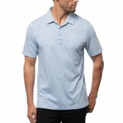 TravisMathew The Zinna Polo 26 TravisMathew The Zinna Polo -EliteGolf Store travismathew 2023 the zinna polo heather light blue front itempicture