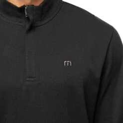 TravisMathew Cloud Quarter Zip 2.0 -EliteGolf Store travismathew cloud quarter zip 2 0 black logo itempicture