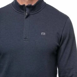 TravisMathew Cloud Quarter Zip 2.0 -EliteGolf Store travismathew cloud quarter zip 2 0 heather blue logo itempicture