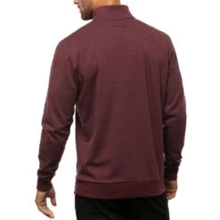 TravisMathew Cloud Quarter Zip 2.0 -EliteGolf Store travismathew cloud quarter zip 2 0 heather dark red back itempicture