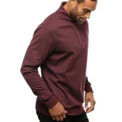 TravisMathew Cloud Quarter Zip 2.0 -EliteGolf Store travismathew cloud quarter zip 2 0 heather dark red side itempicture