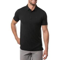 TravisMathew The Heater Polo -EliteGolf Store travismathew the heater polo black front itempicture
