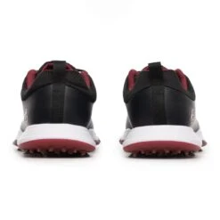 TravisMathew Cuater The Ringer Spiked Golf Shoes Black/Ruby Wine -EliteGolf Store travismathew the ringer spiked golf shoes black ruby wine heel itempicture