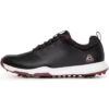 TravisMathew Cuater The Ringer Spiked Golf Shoes Black/Ruby Wine -EliteGolf Store travismathew the ringer spiked golf shoes black ruby wine profile itempicture