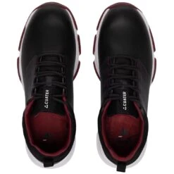 TravisMathew Cuater The Ringer Spiked Golf Shoes Black/Ruby Wine -EliteGolf Store travismathew the ringer spiked golf shoes black ruby wine top itempicture