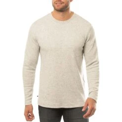 TravisMathew Cloud Waffle Crew -EliteGolf Store travismathew waffle cloud crew heather light grey front itempicture